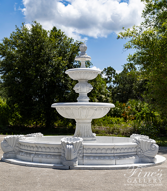 Marble Fountains  - Tiered Versailles Marble Fountain In Statuary Marble - MF-238